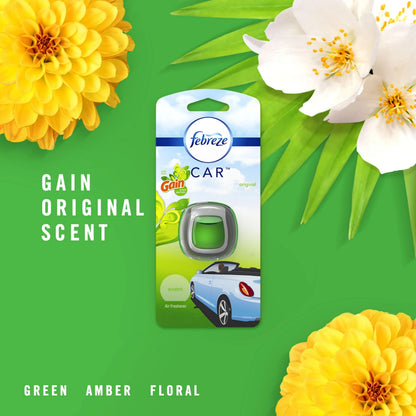 Febreze Car Odor-Eliminating Air Freshener, Gain Original, 2 ct