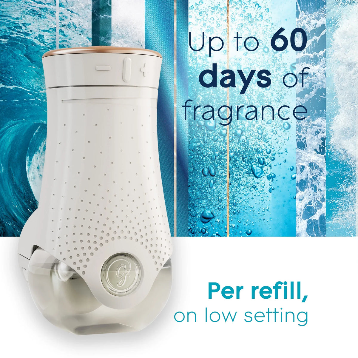 Glade PlugIns Scented Oil 5 Refills, Air Freshener, Aqua Waves, Essential Oil Infused Wall Plug In, 3.35 FL oz, Pack of 5