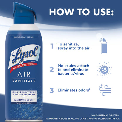 Lysol Air Sanitizer Spray - White Linen Scent, 10 oz (pack of 2)