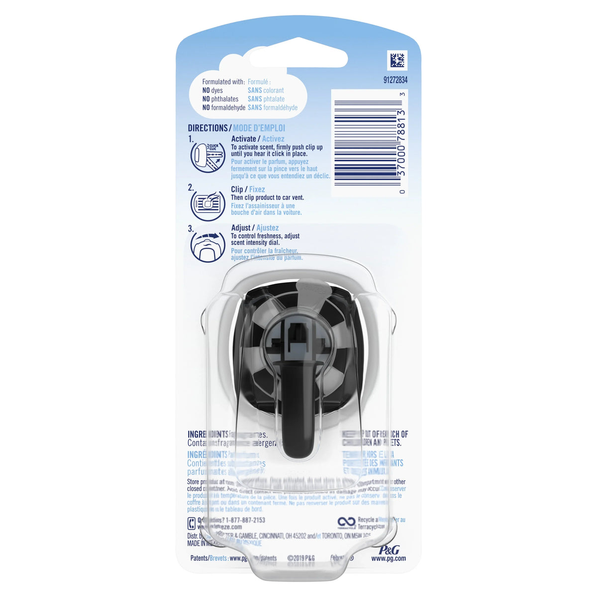 Febreze Car Odor-Eliminating Air Freshener, Platinum Ice, 1 ct