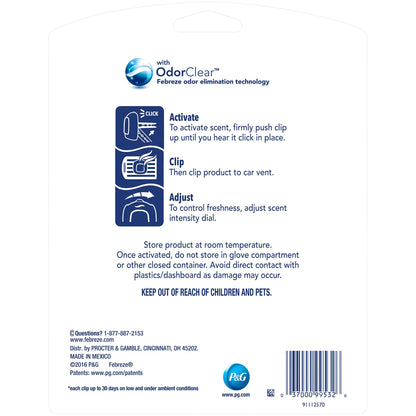 Febreze Car Air Freshener 5-Pack, 4 Gain Original Scent + 1 Heavy Duty