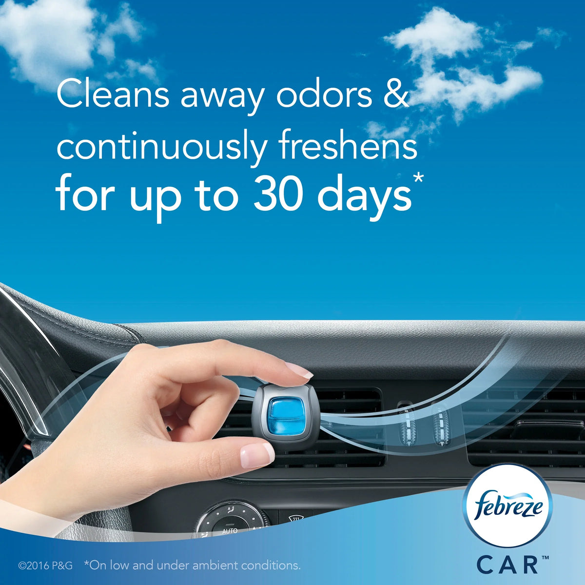 Febreze Car Air Freshener 5-Pack, 4 Gain Original Scent + 1 Heavy Duty