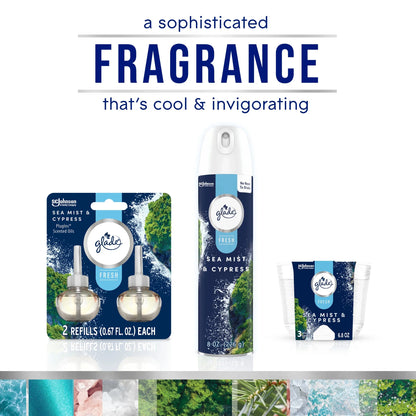 Glade PlugIns Scented Oils Air Freshener Refills, Sea Mist & Cypress, Fresh Collection, 0.67 fl oz Each, 5 Refills