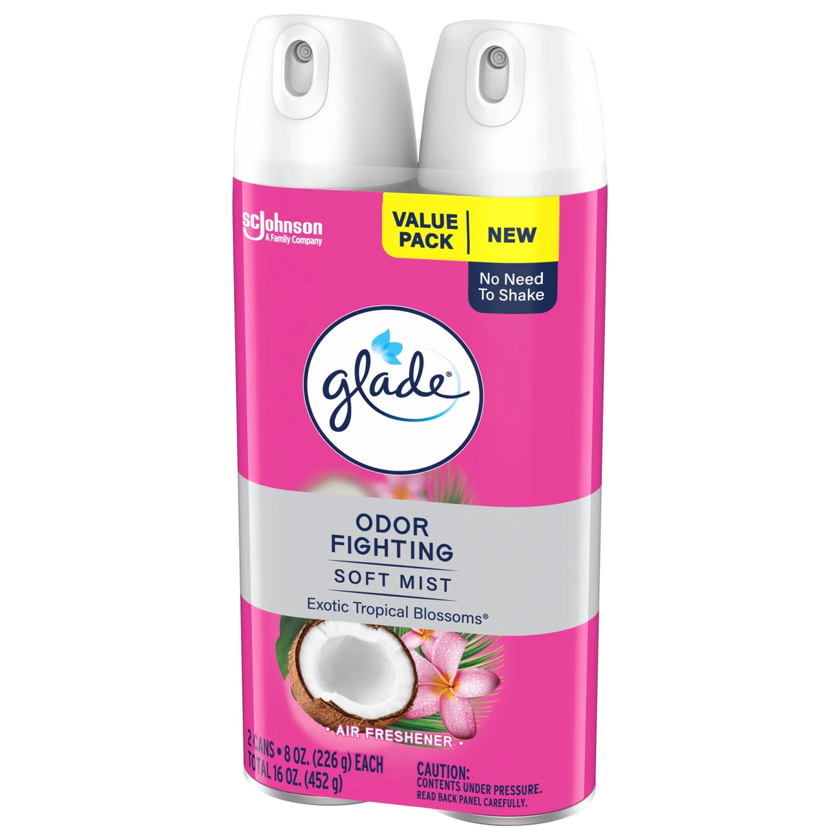 Glade Odor Fighting Fragrance Air Freshener Aerosol Spray Value Pack, Tropical Blossoms, 2 Count