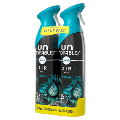 Febreze Air Mist Air Freshener Spray, Unstopables Fresh, 8.1oz, 2 Count