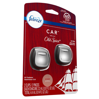 Febreze Car Air Freshener Vent Clips, Original Old Spice Scent, 2 count
