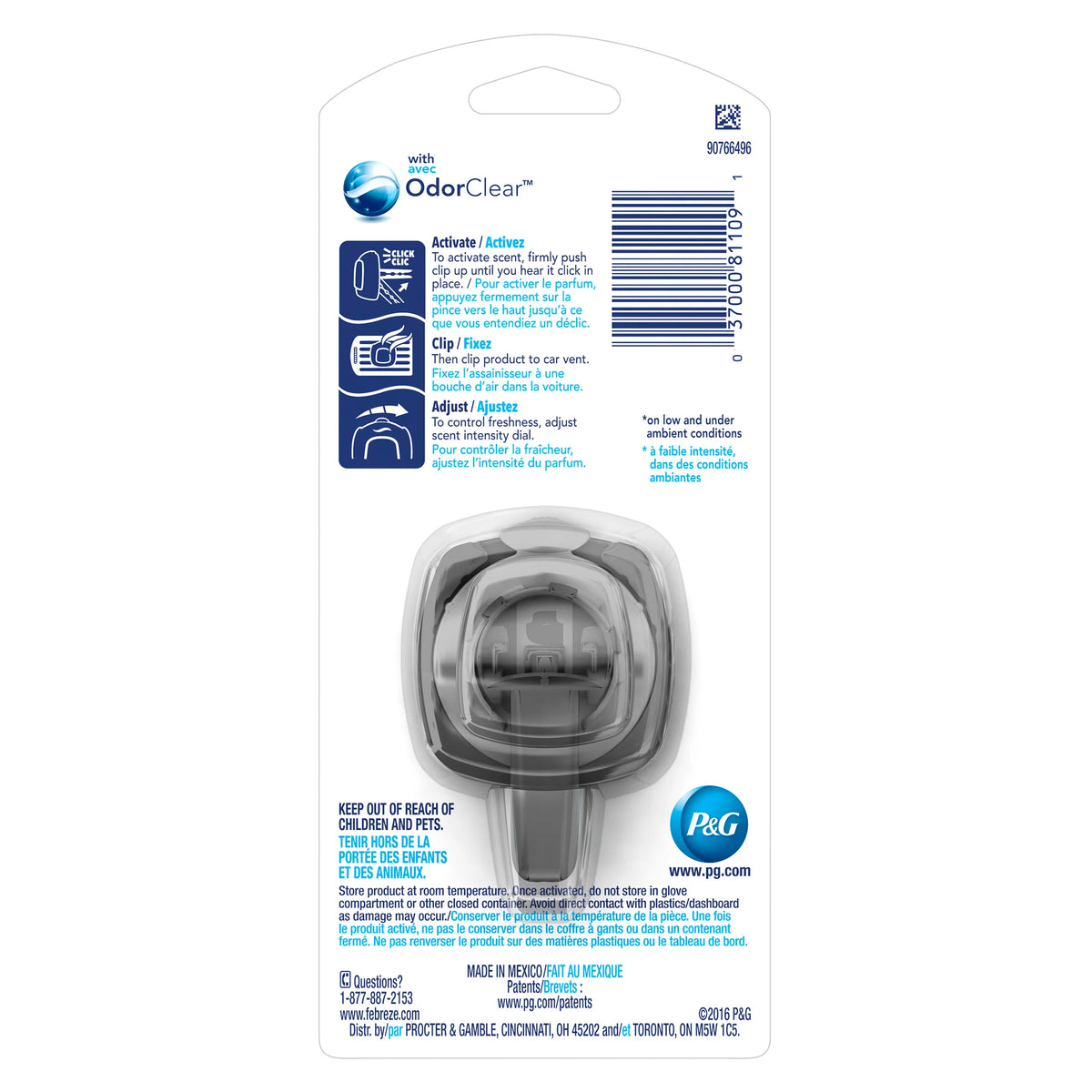 Febreze Car Air Freshener Vent Clip, Meadows & Rain, 1 Count