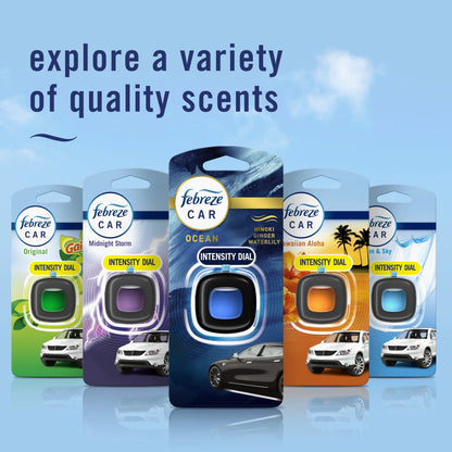 Febreze Car Air Freshener, Odor-Fighting Auto Car Vent Clip, Ocean, 2 Count