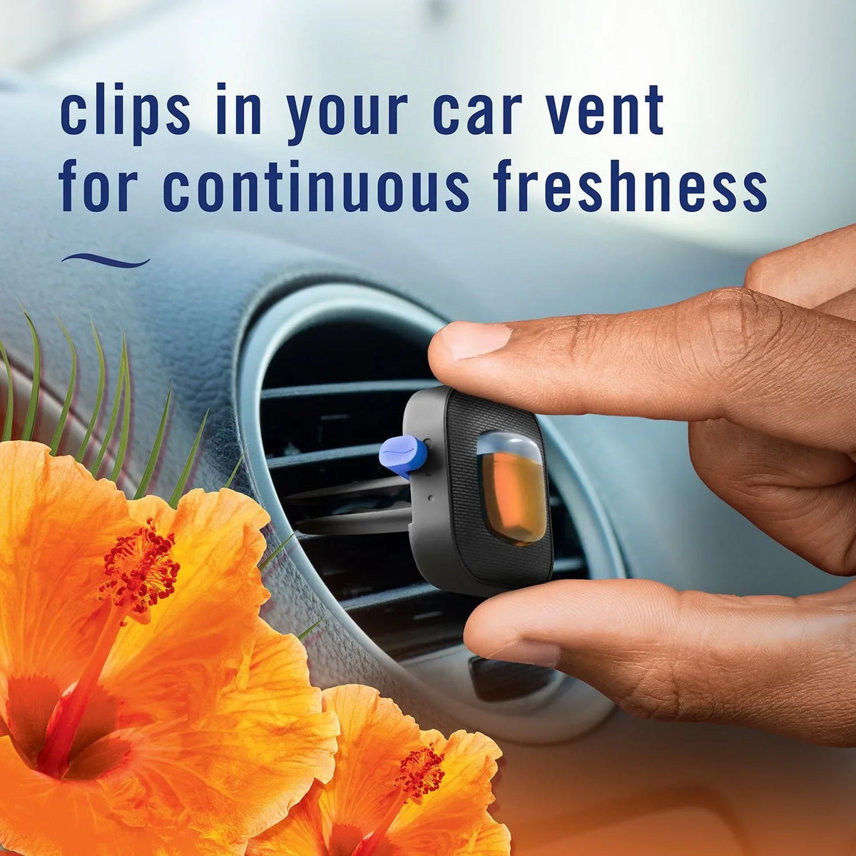 Febreze Car Air Freshener Vent Clips, Midnight Storm and Hawaiian Aloha, 5 ct.