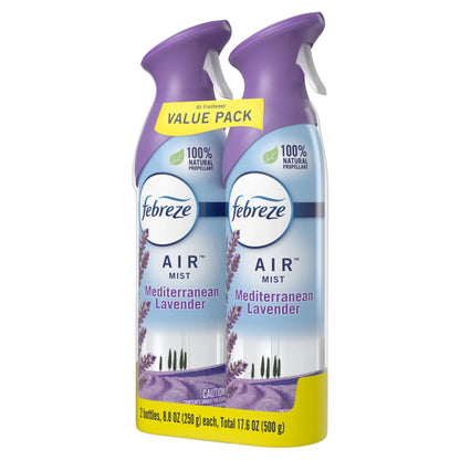 Febreze Air Freshener Spray, Odor-Fighting Room Spray, Mediterranean Lavender, 8.8oz, 2 Count