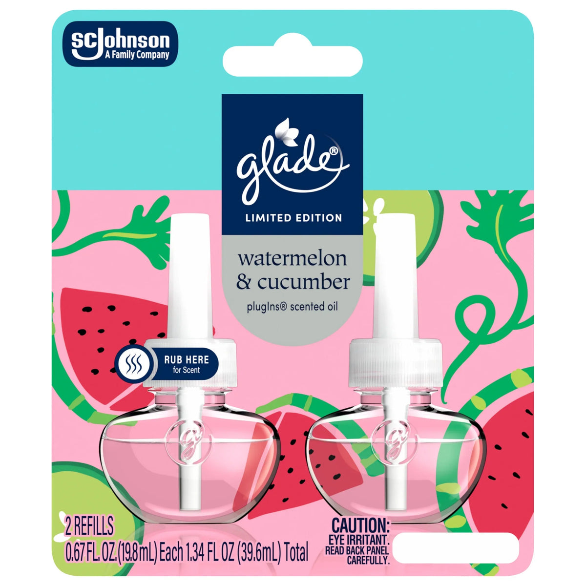 Glade® PlugIns®, Watermelon & Cucumber Scented Oil, 1.34 oz, 2 Count