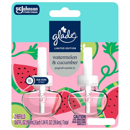 Glade® PlugIns®, Watermelon & Cucumber Scented Oil, 1.34 oz, 2 Count