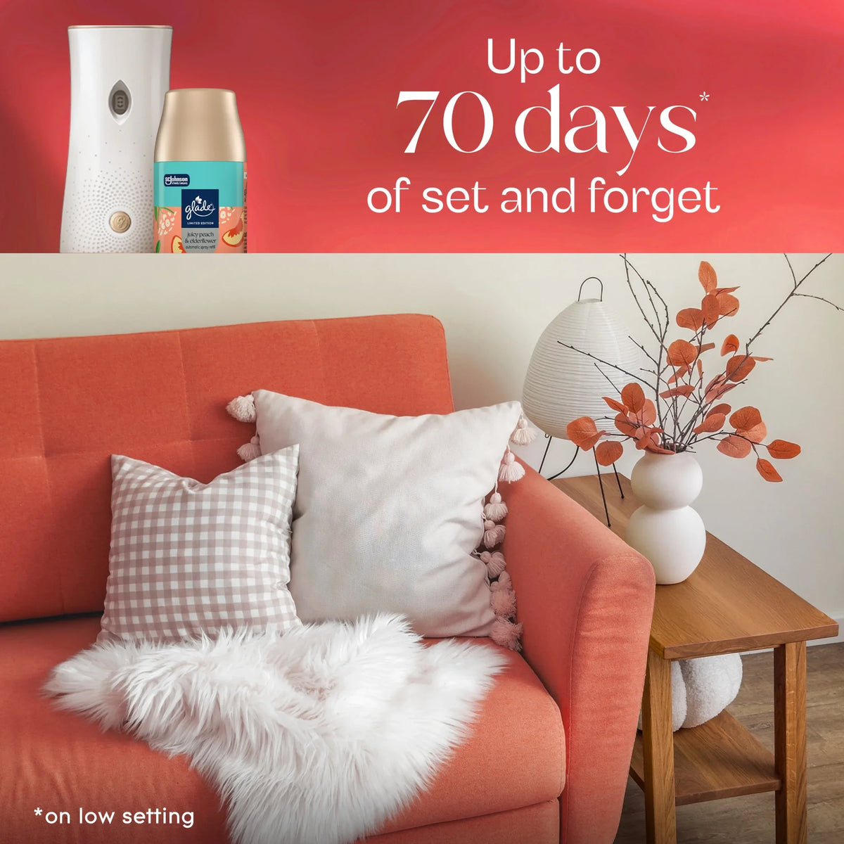 Glade® PlugIns®, Juicy Peach & Elderflower, Large Auto refills, 12.4 oz, 2 Count
