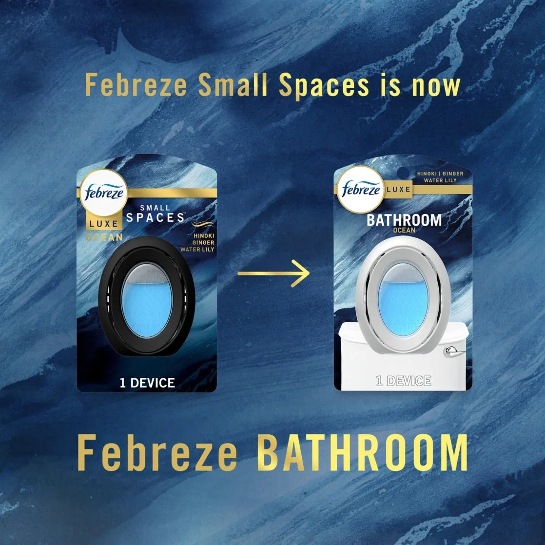 Febreze Bath Air Freshener, Odor-Fighting Ocean Scent, 2 Count