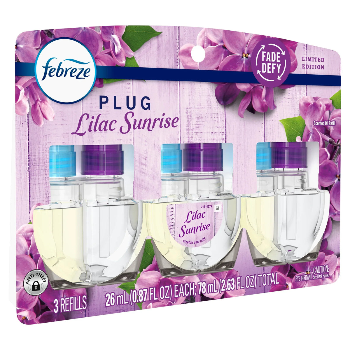 Febreze Plug In Air Freshener Scented Oil Refill Lilac Sunrise, 3 Count