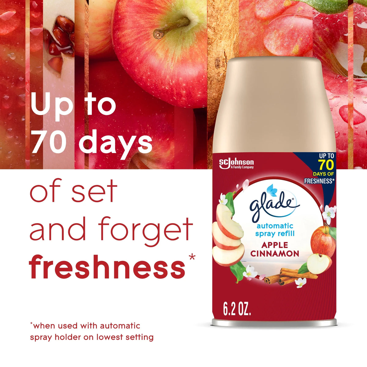 Glade Automatic Spray Refill, Air Freshener, Apple Cinnamon, 6.2 oz