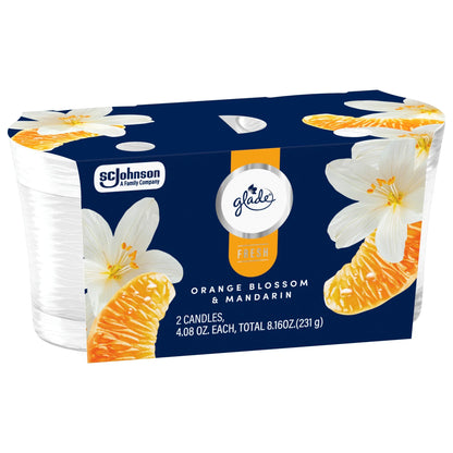 Glade Candles Orange Blossom & Mandarin Scent Fresh Collection 8.16 oz Pack of 2
