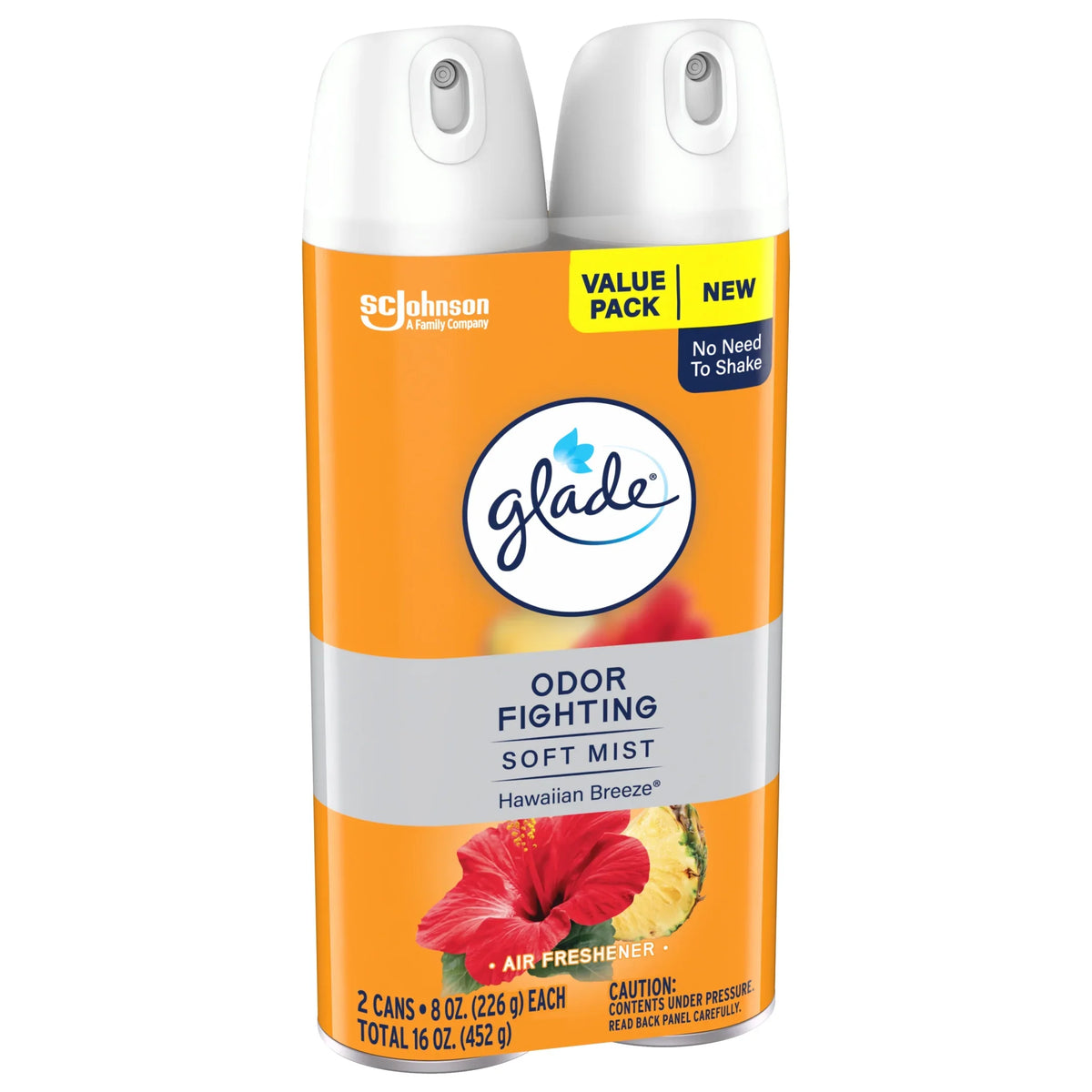 Glade Odor Fighting Soft Mist Air Freshener Room Spray, Hawaiian Breeze, 16.0oz, 2pk