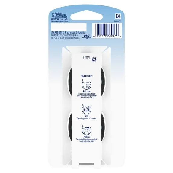 Febreze AUTO Car Air Freshener, Odor-Fighting Car Vent Clip, New Car, 2 Count - 4 pack