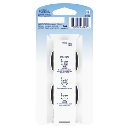 Febreze AUTO Car Air Freshener, Odor-Fighting Car Vent Clip, New Car, 2 Count - 4 pack