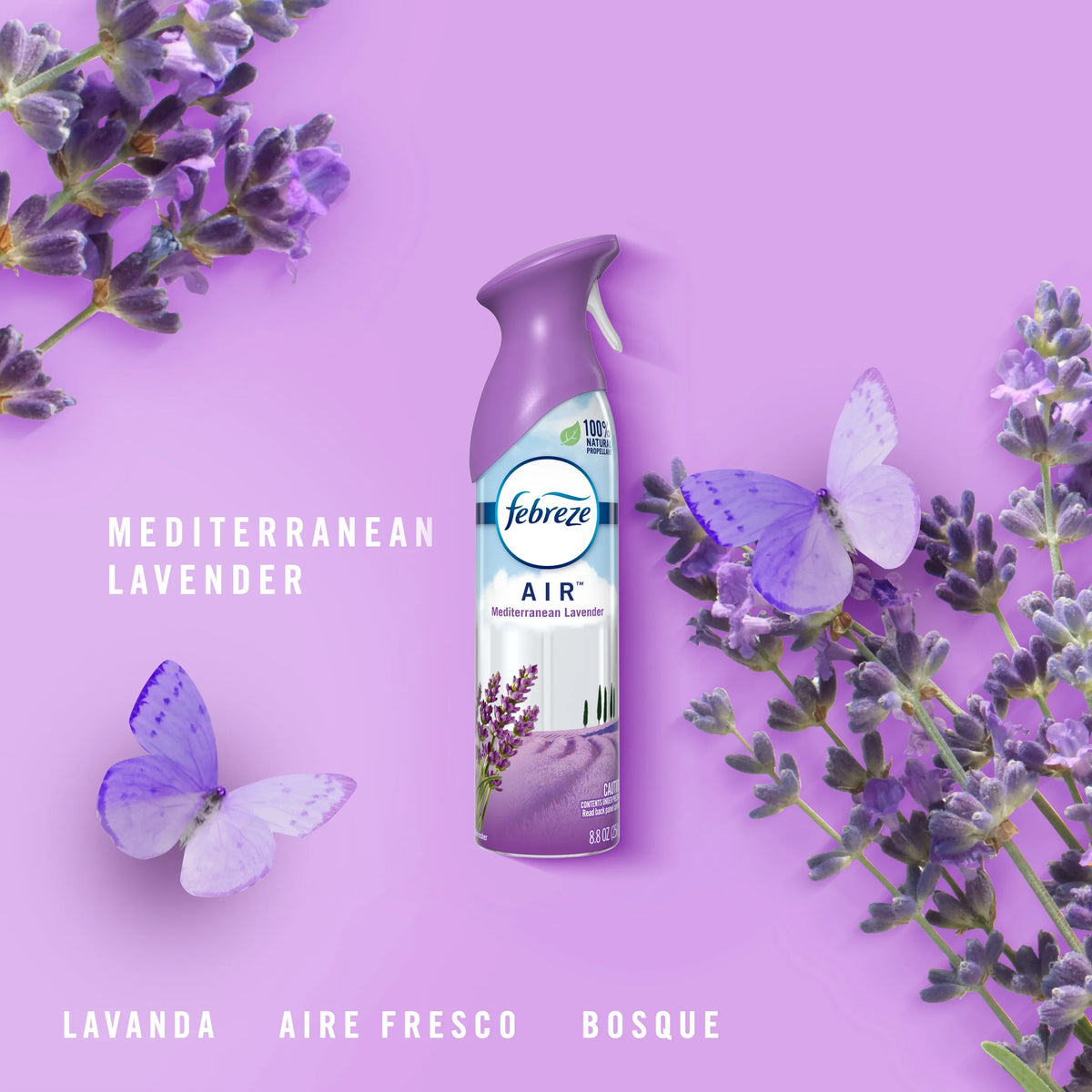 Febreze Air Freshener Spray, Odor-Fighting Room Spray, Mediterranean Lavender, 8.8oz, 2 Count