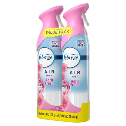 Febreze Air Mist Air Freshener Spray, Downy April Fresh, 8.1oz, 2 Count