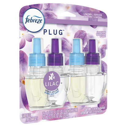 Febreze Odor-Eliminating Fade Defy PLUG Air Freshener Lilac, (2) .87 fl. oz. Oil Refills