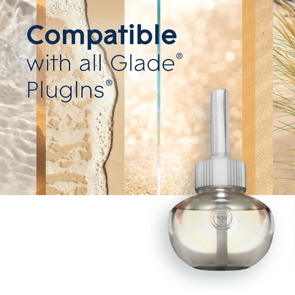 Glade PlugIns Scented Oil 5 Refills, Air Freshener, Aqua Waves, Essential Oil Infused Wall Plug In, 3.35 FL oz, Pack of 5