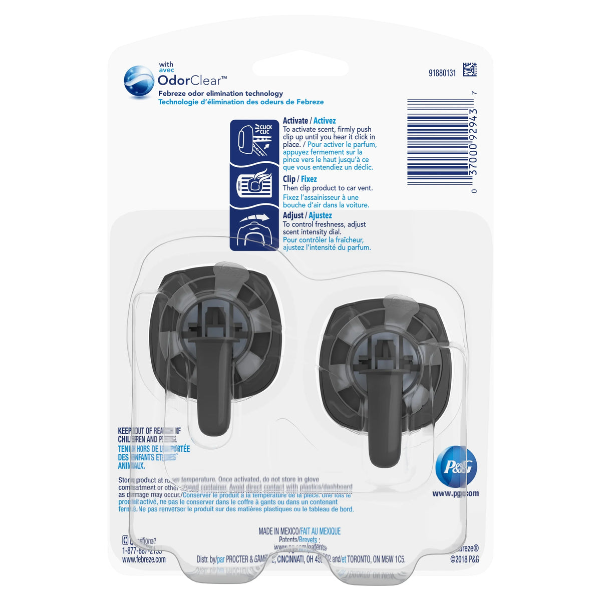 Febreze Car Air Freshener Vent Clip, Bora Bora Waters, 2 Count