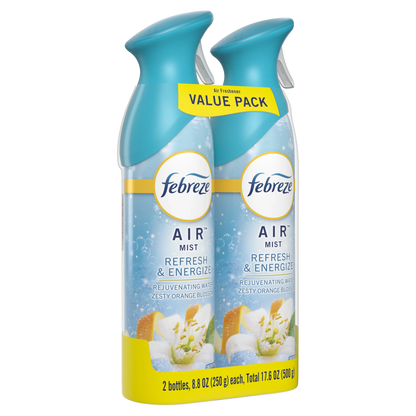 Febreze Air Freshener Spray, Odor-Fighting Room Spray, Refresh & Energize, 8.8oz, 2 Count