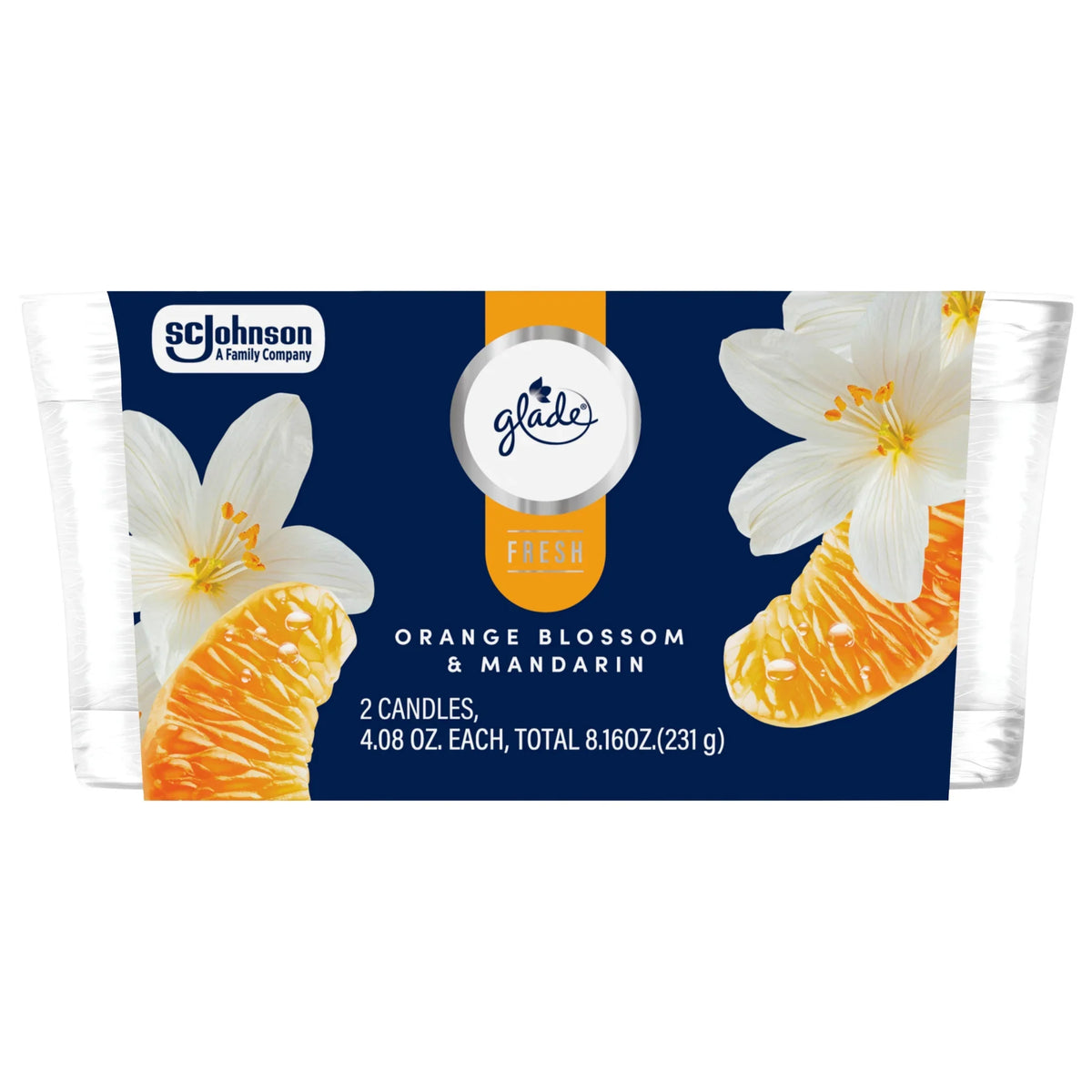 Glade Candles Orange Blossom & Mandarin Scent Fresh Collection 8.16 oz Pack of 2