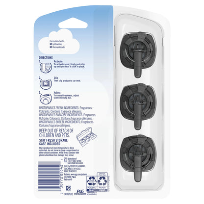 Febreze Car Air Freshener Odor-Fighting Car Vent Clip, Unstopables Variety Pack, 3-Count