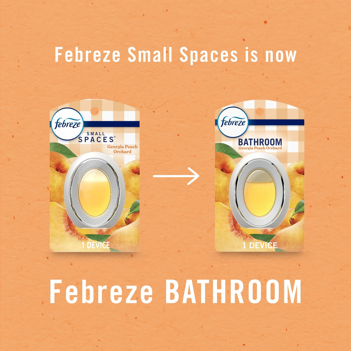 Febreze Bathroom Air Freshener, Small Spaces Odor-Fighting, Georgia Peach Orchard, 2 Count