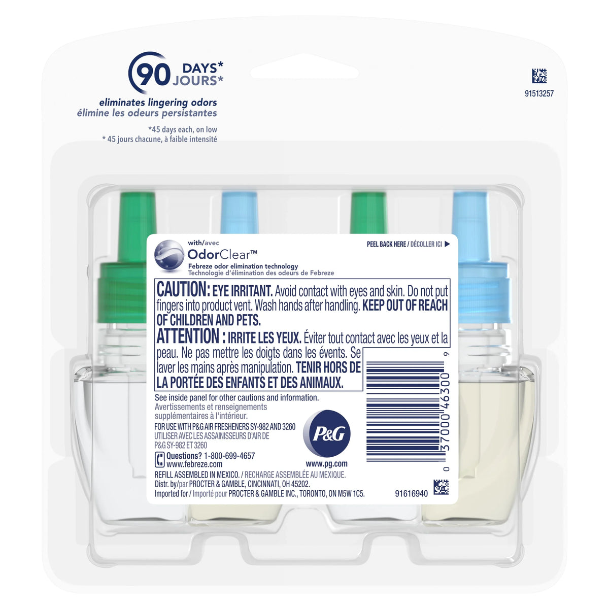 Febreze Plug Air Freshener Scented Oil Refill, Gain Meadows & Rain, 2 Count