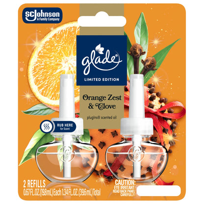 Glade® PlugIns® Refills Air Freshener, Christmas Stocking Stuffer Orange Zest & Clove, 1.34oz., 2 Count