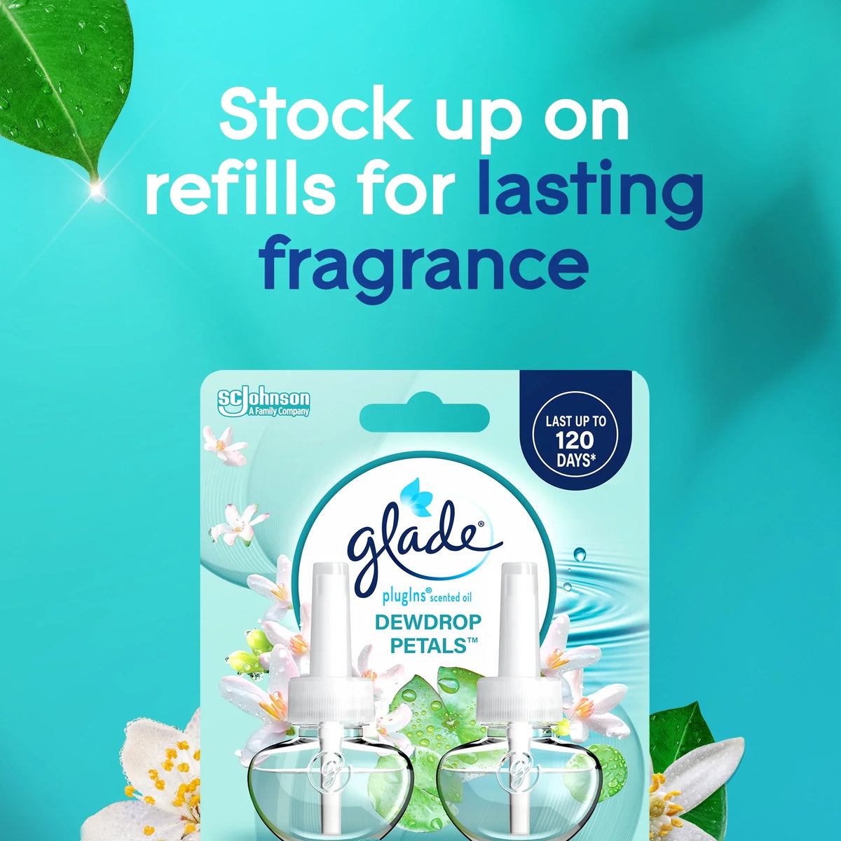 Glade PlugIns Refills Air Freshener, Dewdrop Petals, 1.34 oz, 2 Count
