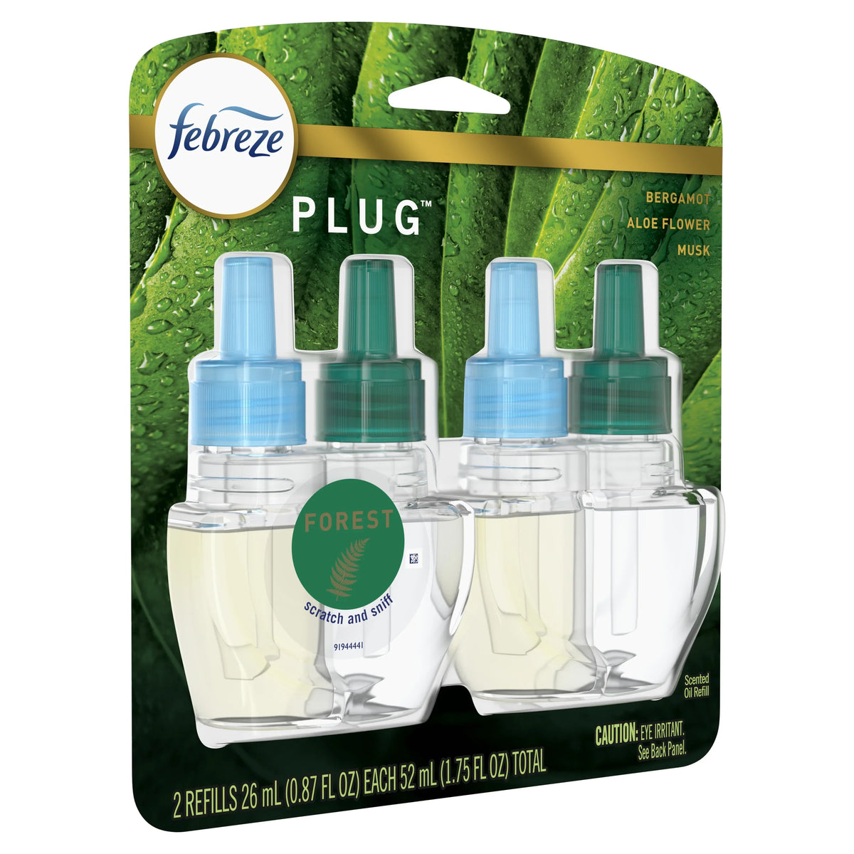 Febreze Origins Fade Defy PLUG Air Freshener & Odor Eliminator, Forest (2) .87 fl. oz. Oil Refills