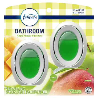 Febreze Bathroom Air Freshener, Small Spaces Odor-Fighting, Apple Mango Sunshine, 2 Count