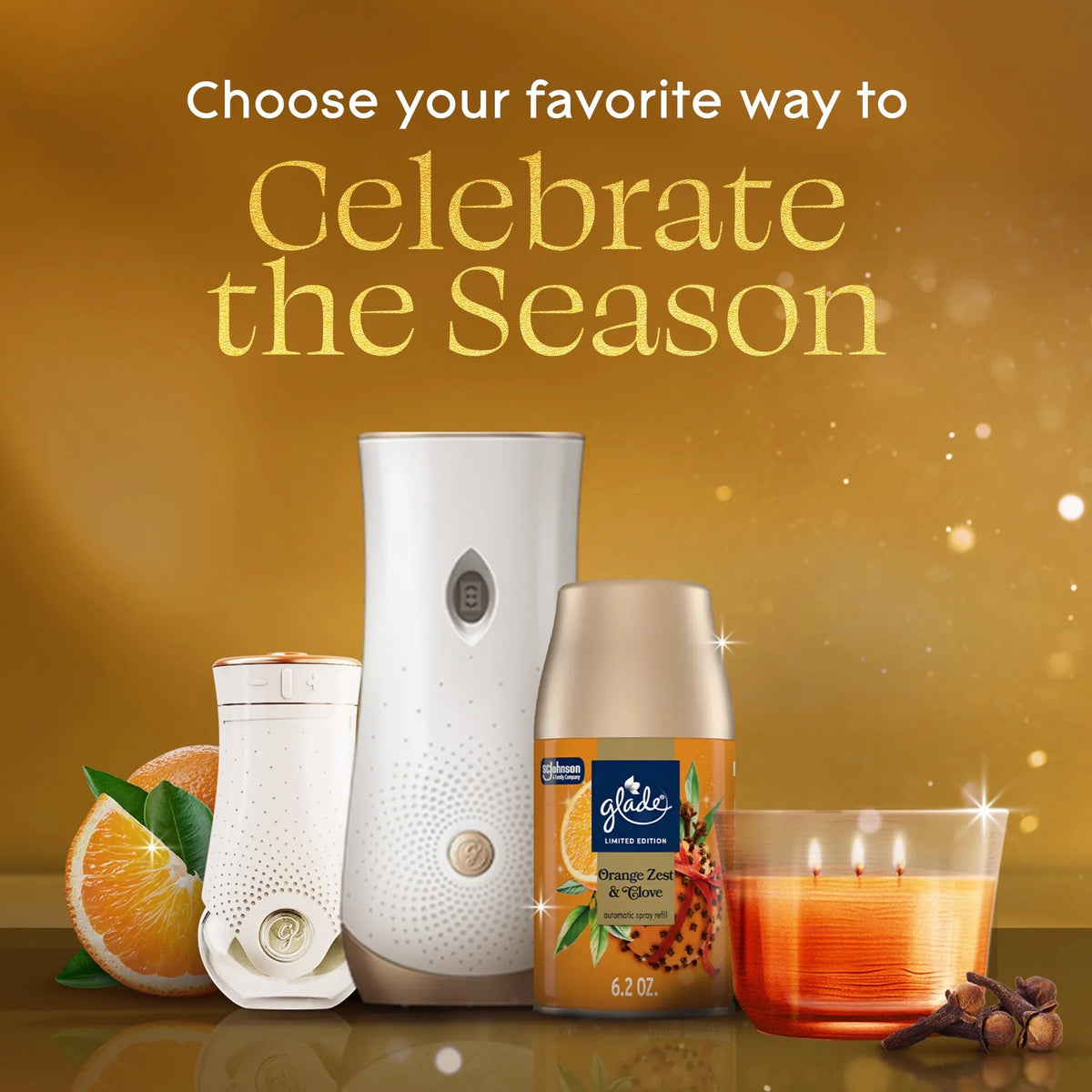 Glade® PlugIns® Refills Air Freshener, Christmas Stocking Stuffer Orange Zest & Clove, 1.34oz., 2 Count