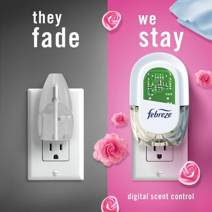 Febreze Plug In Air Freshener, Scented Oil Refill, Downy April Fresh, Starter Kit + 2 Refills