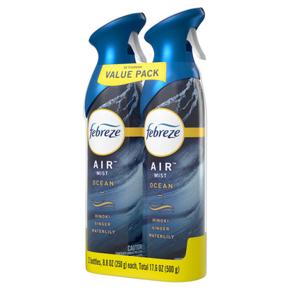 Febreze Air Freshener Spray, Odor-Fighting Room Spray, Ocean, 8.8oz, 2 Count