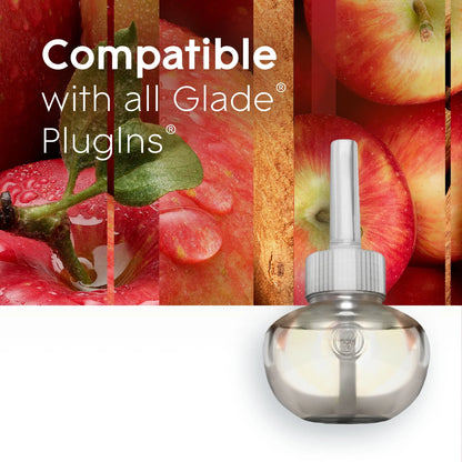 Glade PlugIns Scented Oil 5 Refills, Air Freshener, Apple Cinnamon, Essential Oil Infused Wall Plug In, 3.35 FL oz, Pack of 5