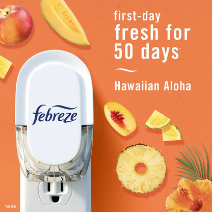 Febreze Plug In Air Freshener, Odor-Fighting Scented Oil Refill, Hawaiian Aloha, 2 Refills