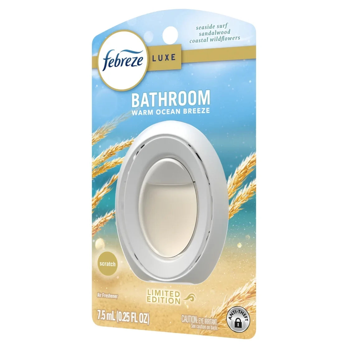 Febreze Bathroom Air Freshener, Small Spaces Odor-Fighting, Warm Ocean Breeze Scent, 1 Count