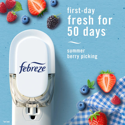 Febreze Plug In Air Freshener, Odor-Fighting Scented Oil Refill, Summer Berry Picking, 2 Refills