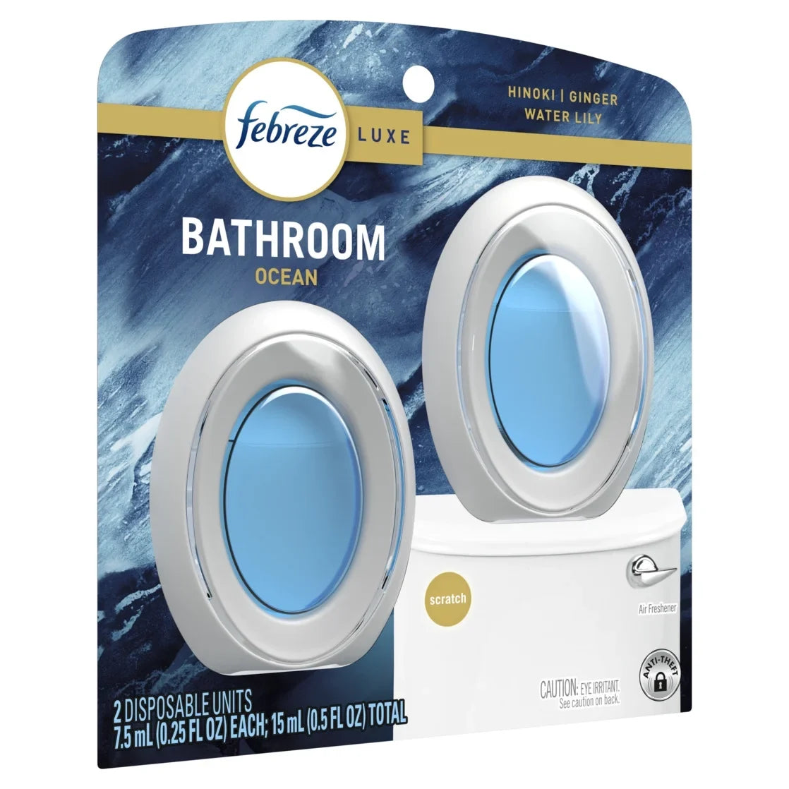 Febreze Bath Air Freshener, Odor-Fighting Ocean Scent, 2 Count