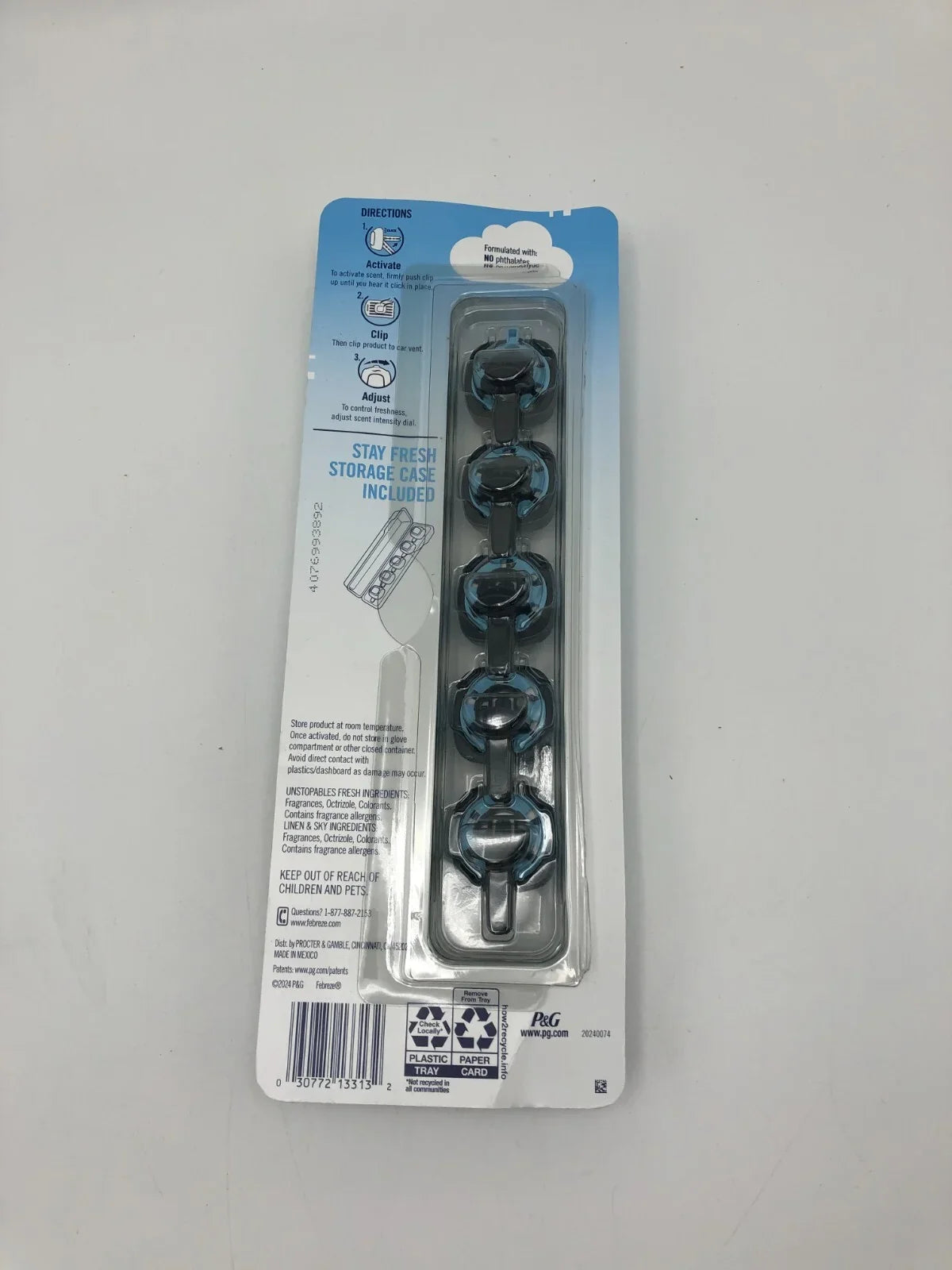 Febreze Air Freshener Car Vent Clips Assortment, 5 Count (Linen & Sky + Fresh)