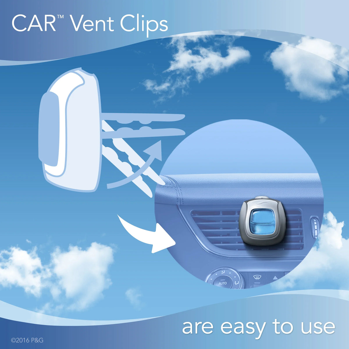 Febreze Car Air Freshener Vent Clip, Bora Bora Waters, 2 Count