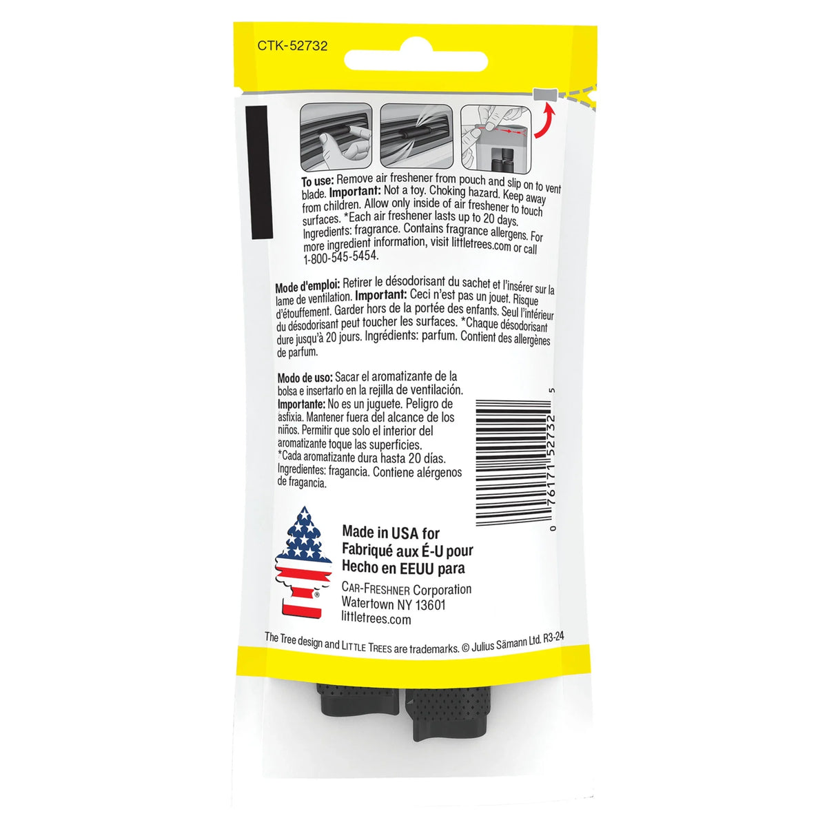 Little Trees Air Freshener Vent Wrap Vanillaroma Fragrance 4-Pack
