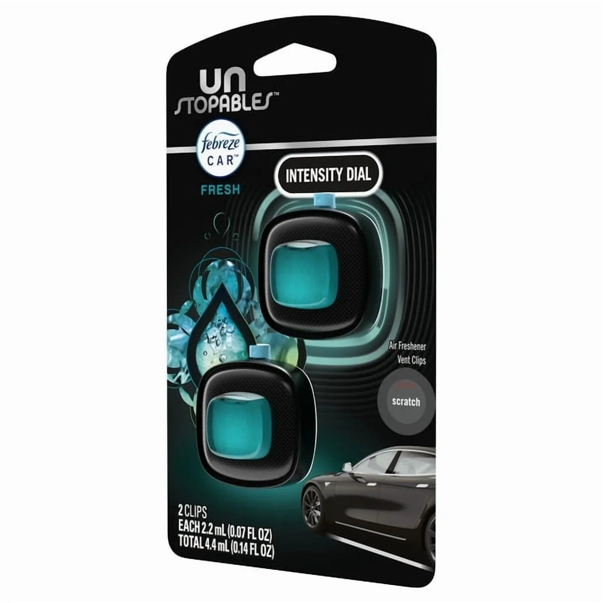 Febreze Car Air Freshener, Odor-Fighting Car Vent Clip, Unstopables Fresh, 2 Count ( 2 Pack )
